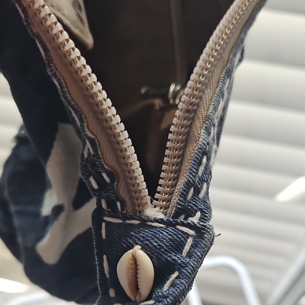 Blue Denim Pouch with White Lettering - Picture 6 of 6